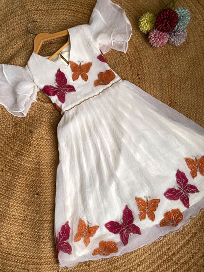 Kids White Dreamy butterfly gown ✨