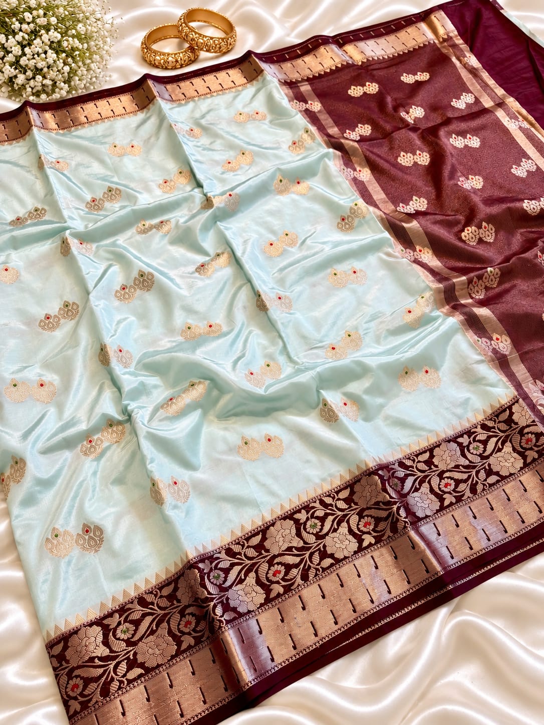 Juhmki series Banarasi katan soft silk sarees