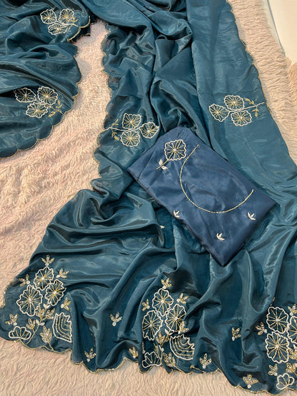 Trendy Handwork Desginer Kanta Sarees