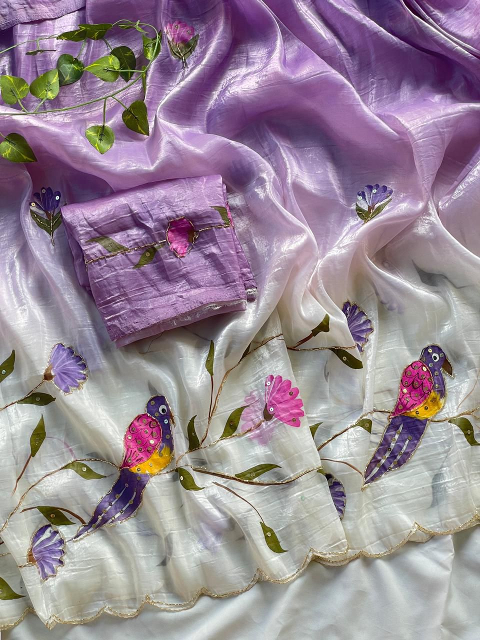 Handmade brush two shade trendy  Look sarees