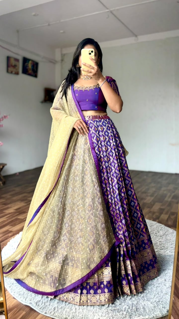 Maggam work indo western style lehenga