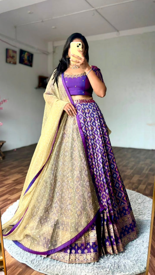 Maggam work indo western style lehenga