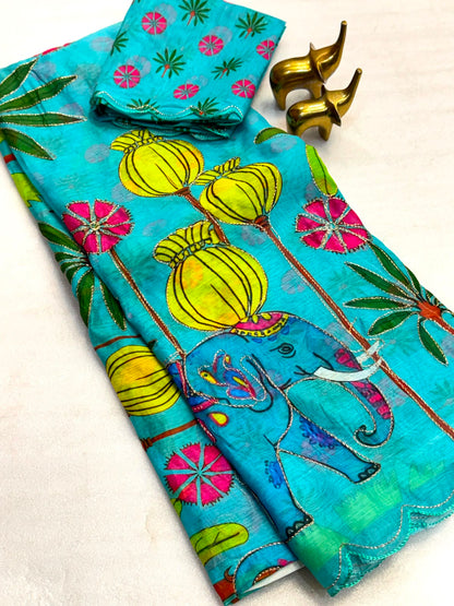 Budget soft Chanderi cotton digital sarees
