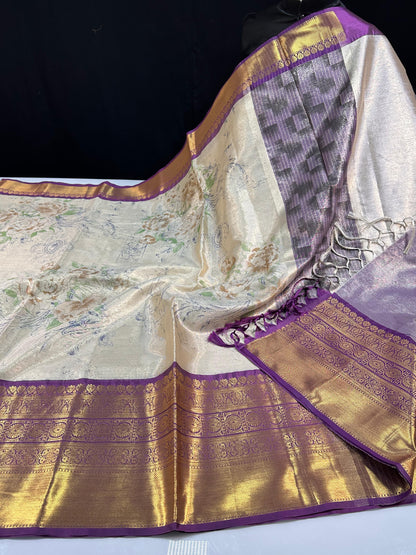 Banarasi Tiuuse Hand painted Classic sarees