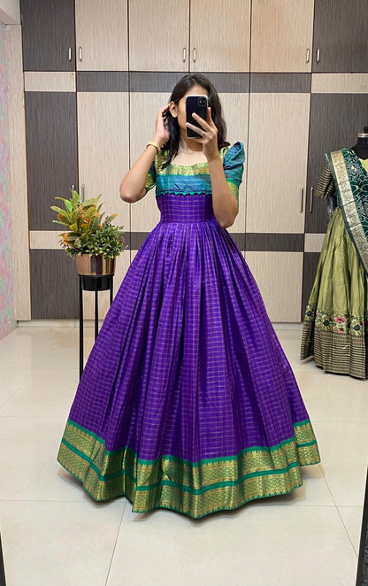 SUPER HIT long gown with cotton silk gown with a pleated flare