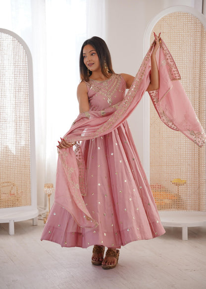 Party wear Anarkali gown with embroidered work