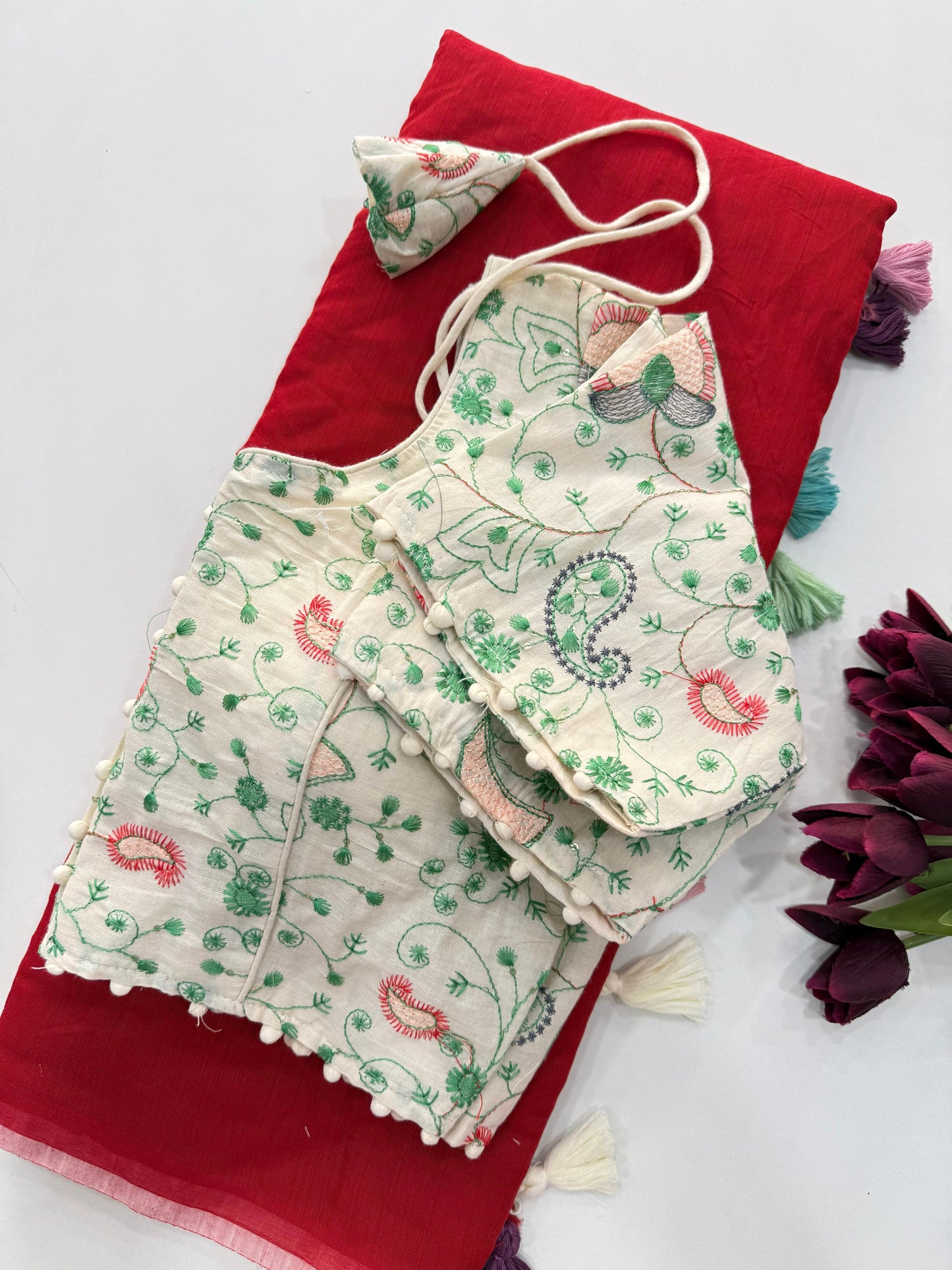 Khadi Cotton Saree with Desginer blouses Instagram best seller