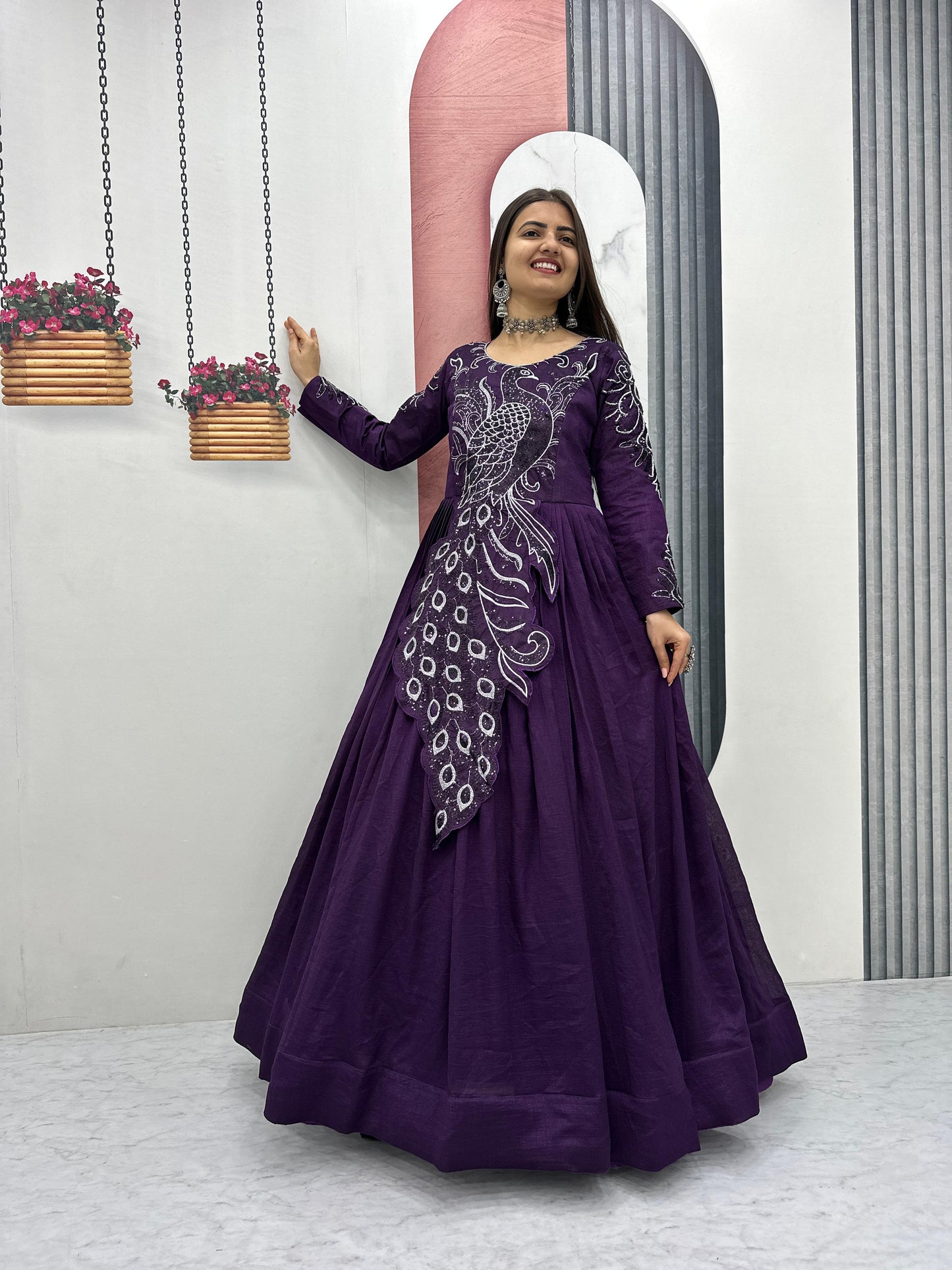 Big boss tanuja peacock long gown