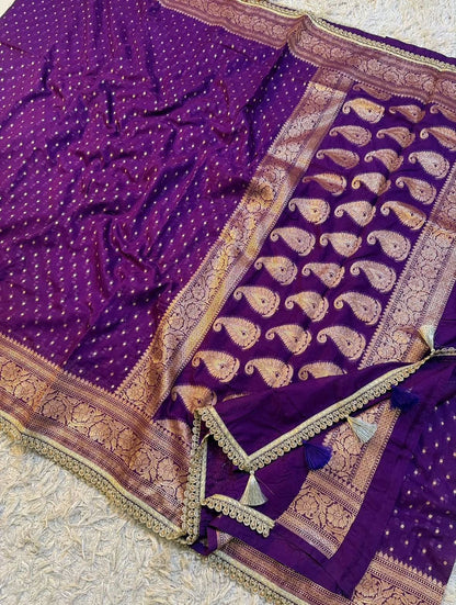 Georgette Banarasi trendy gold zari