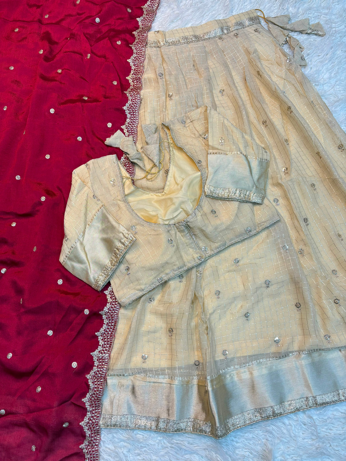 Viscose Georgette checks Designer lehenga