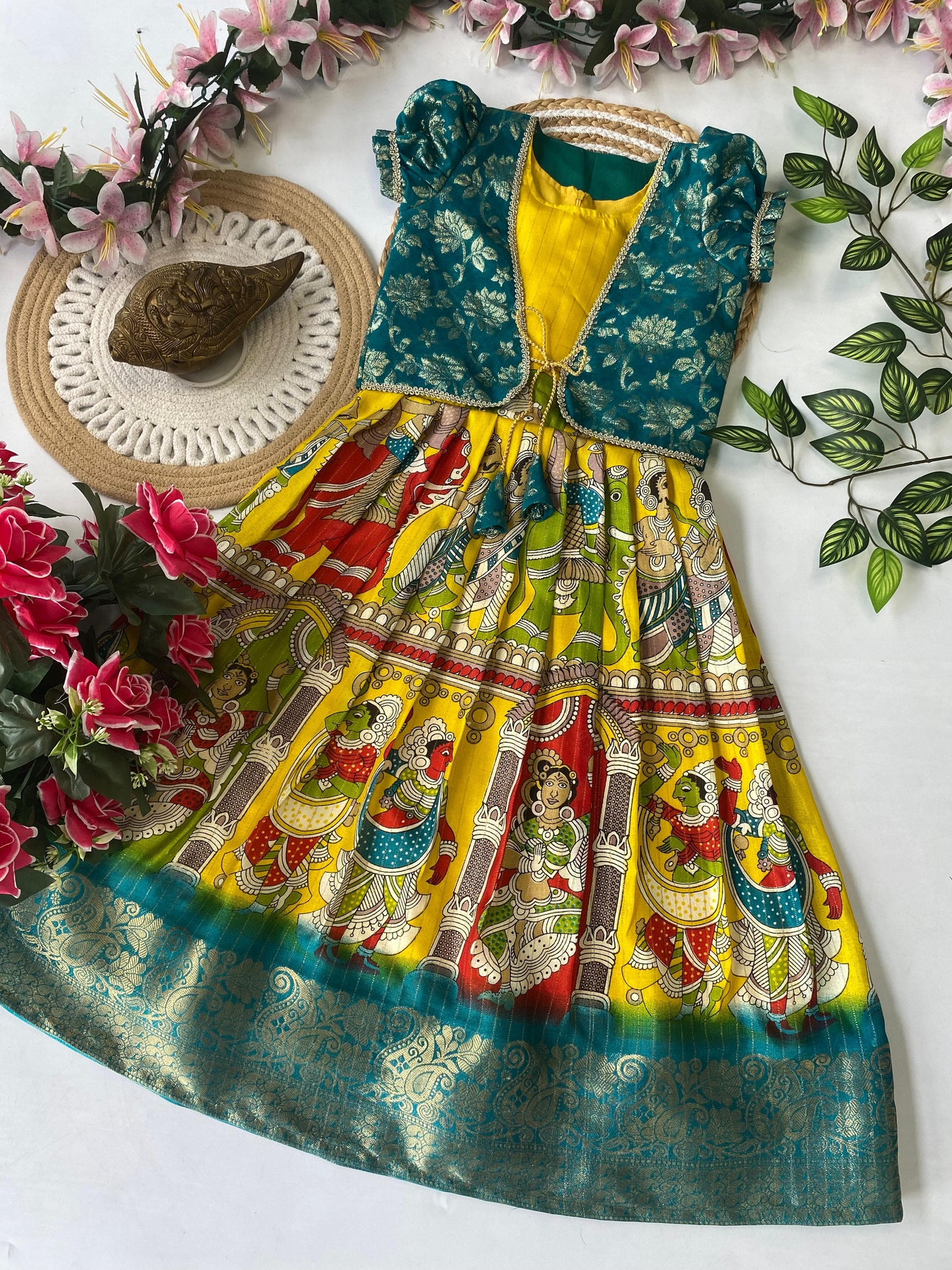 Kids Pongal special Dola silk gowns