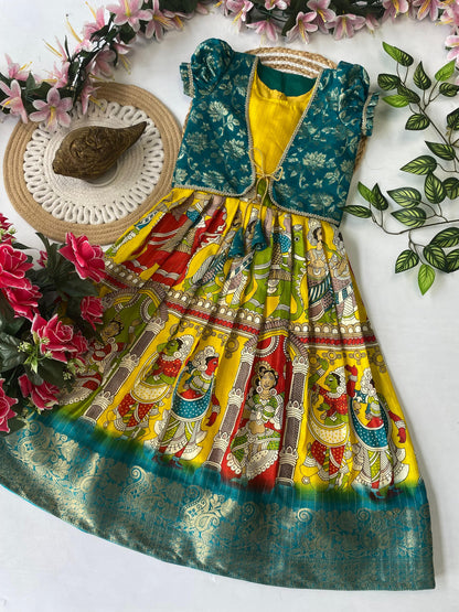 Kids Pongal special Dola silk gowns