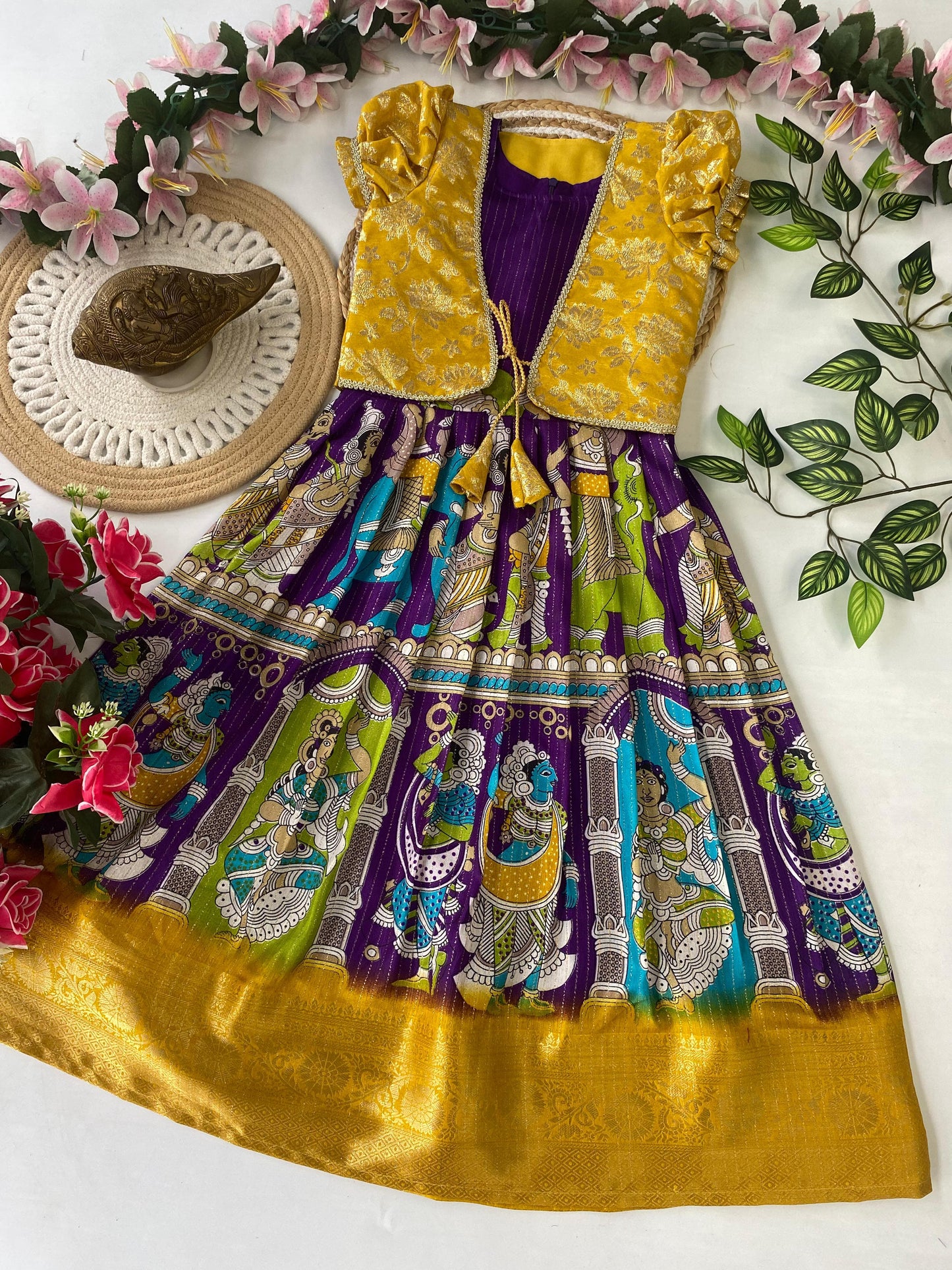 Kids Pongal special Dola silk gowns