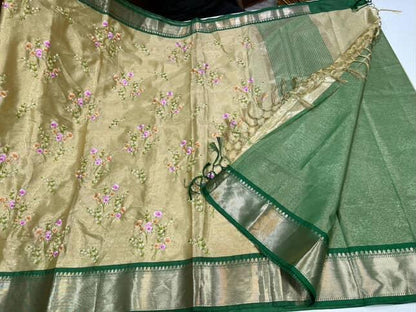 Classic  Embroidery Khas tissue  Sarees