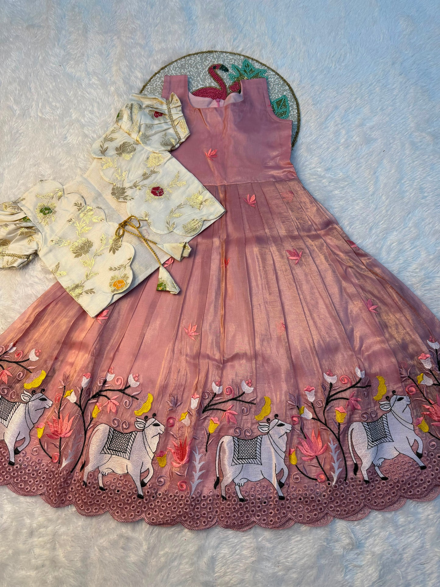 Pichwai embroidery kids cute Lehenga set