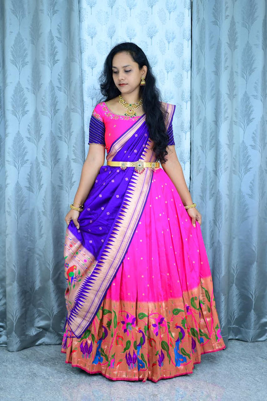Pongal Special Paithani Lehenga with stitched Blouse -Maggam