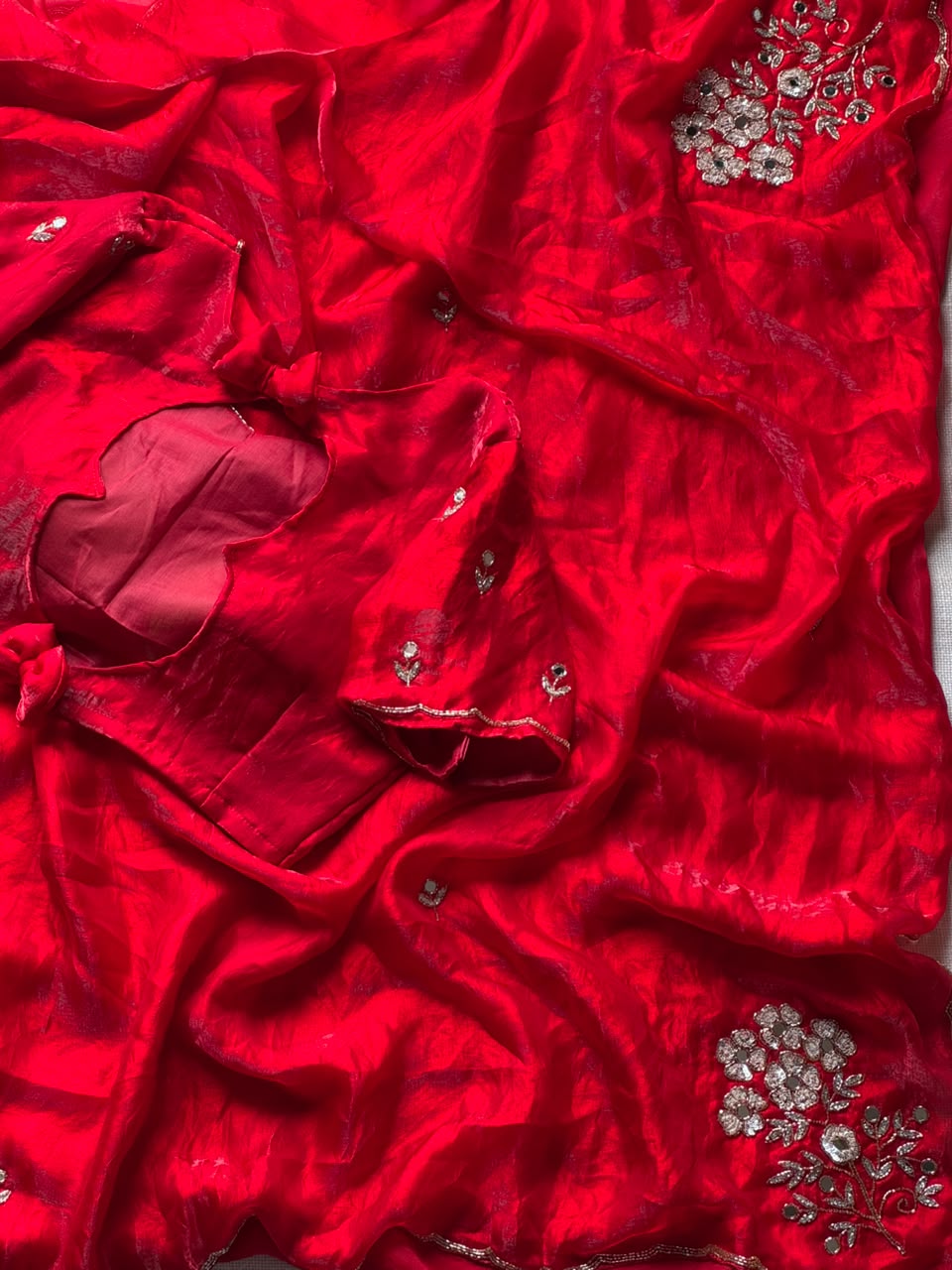Redrose trendy saree with stitched blouse