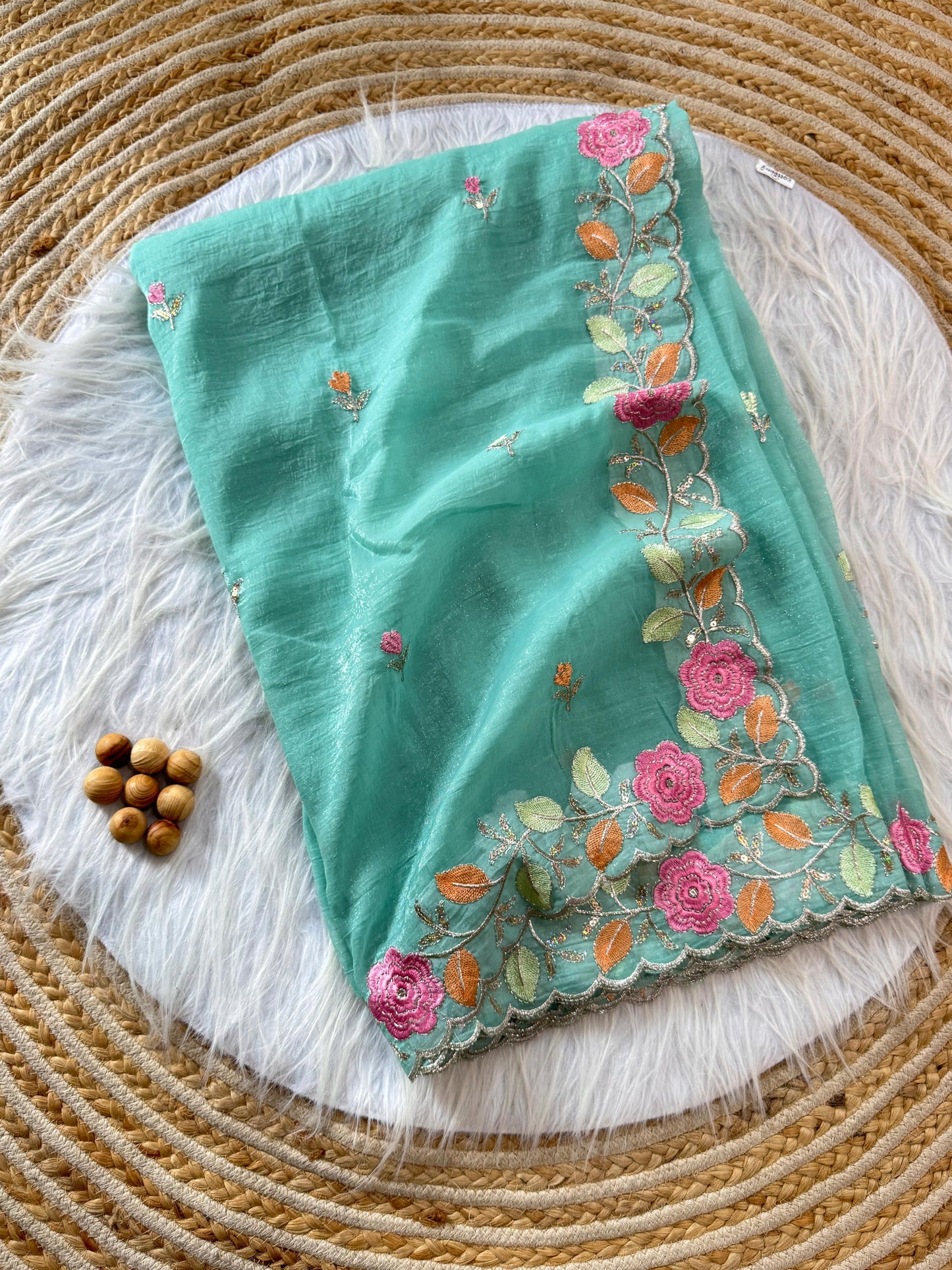 Chiffon floral Embroidery Crush budget sarees
