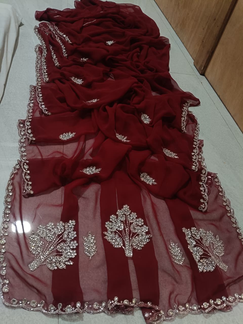 Georgette budget fancy kardhana work saree