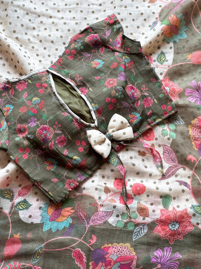 Soft linen saree with stitched Blouse