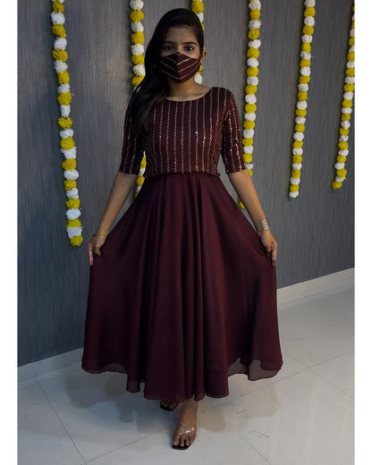 Gown +Coat Cafe style 3 in one model Beads gown