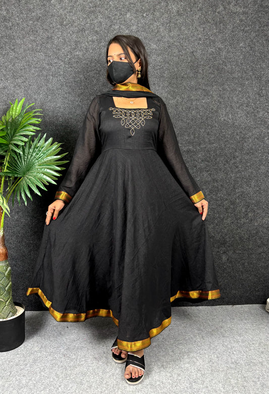 Sonali Bendre Vichitra silk hand work gown