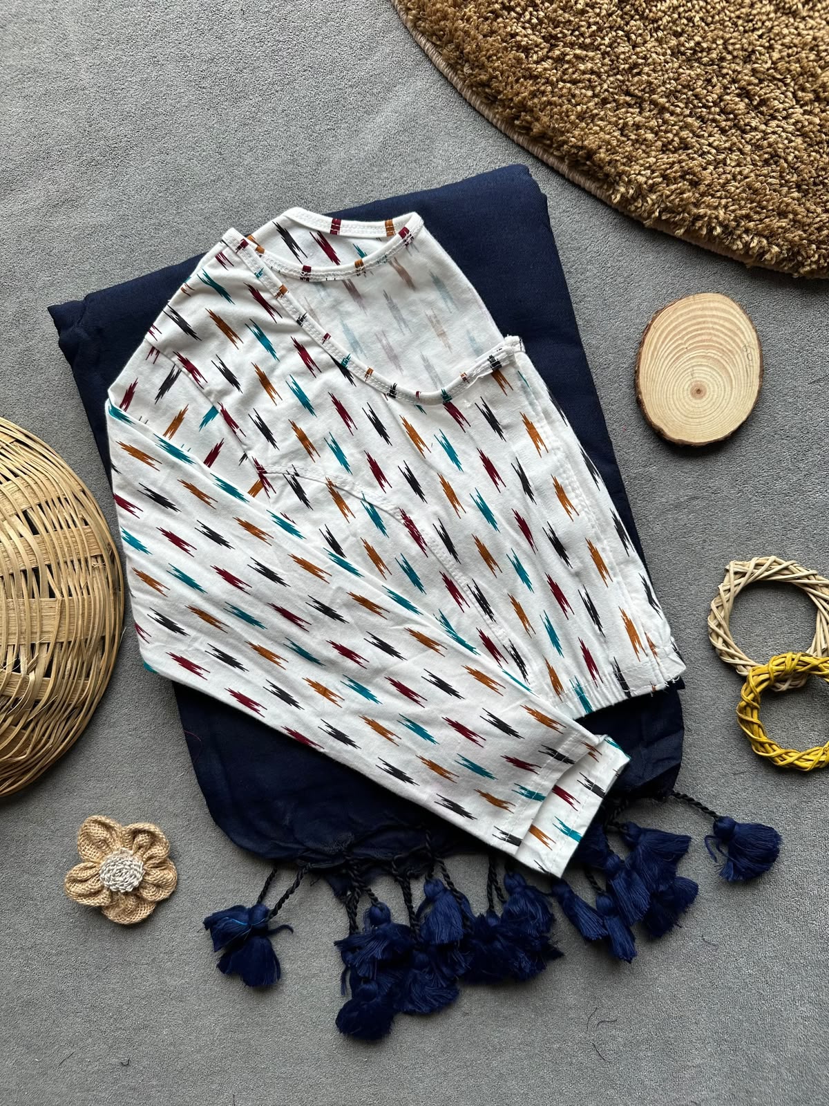 Khadi Streachable cotton stitched blouse