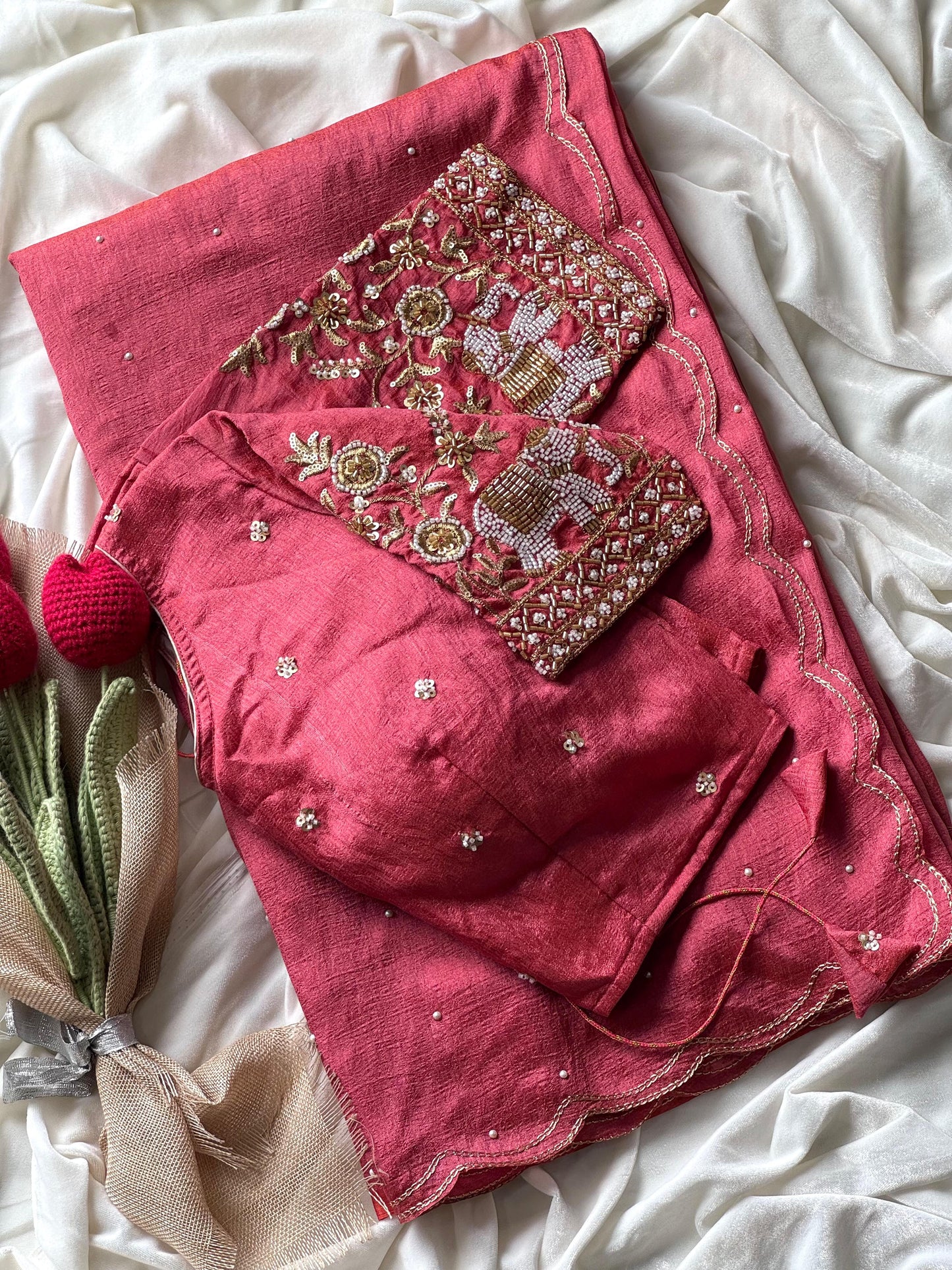 Beadspromax Saree with stitched Blouses Budget sarees