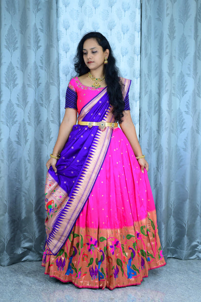 Pongal Special Paithani Lehenga with stitched Blouse -Maggam
