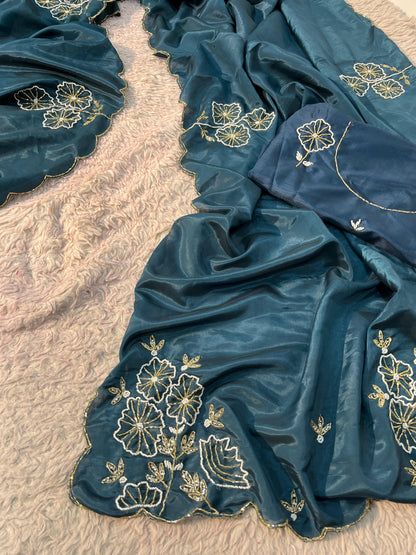 Trendy Handwork Desginer Kanta Sarees