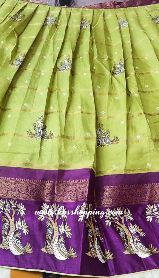 Ugadi special Dola silk Bandhini lehenga set
