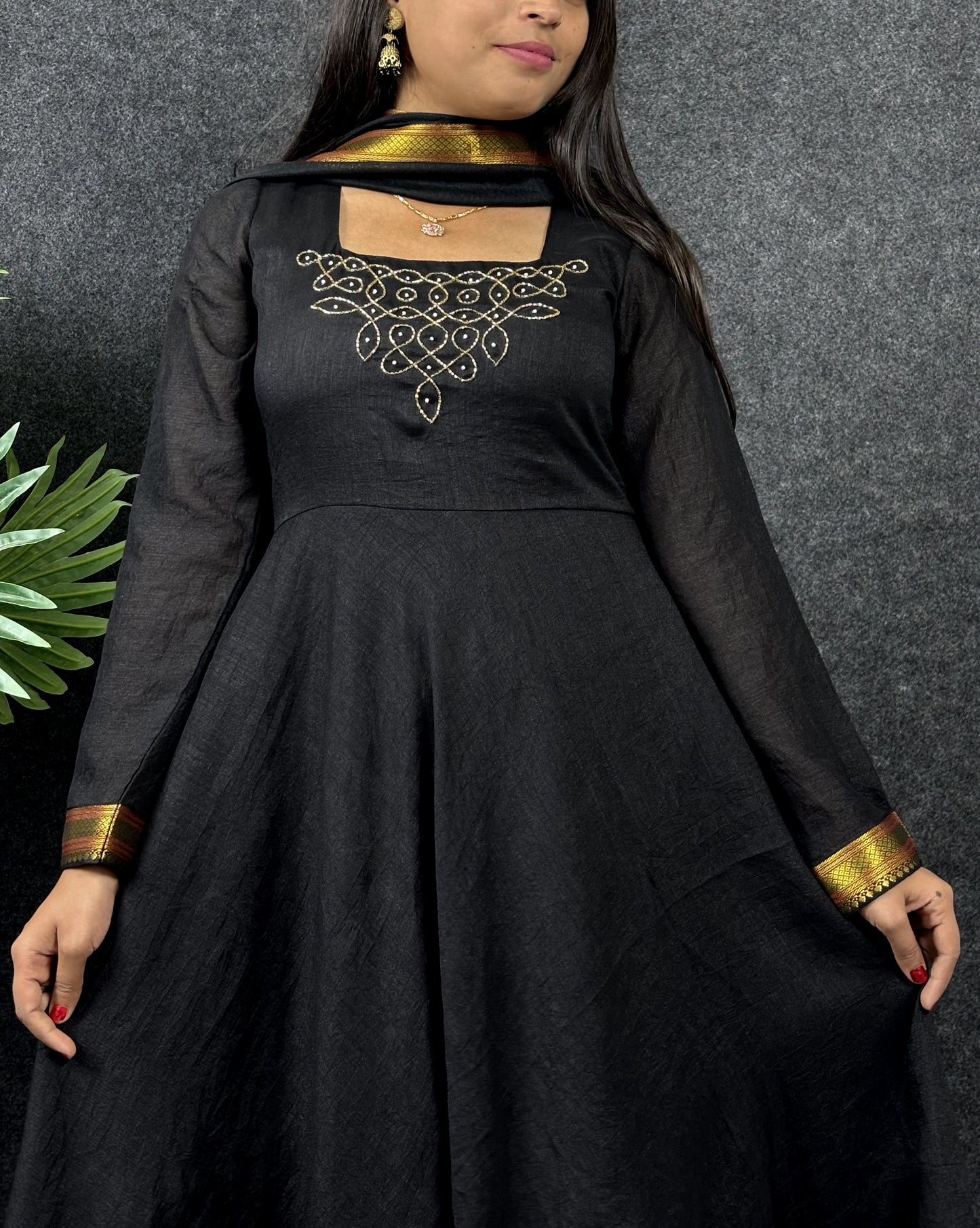 Sonali Bendre Vichitra silk hand work gown