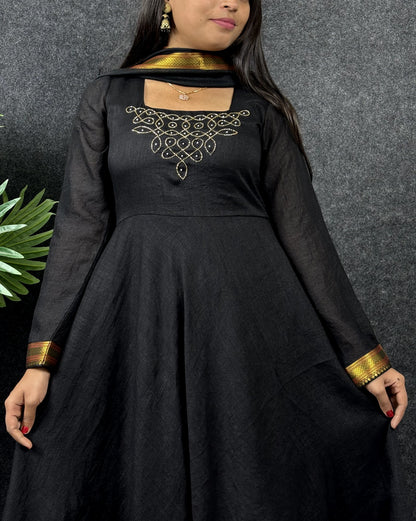 Sonali Bendre Vichitra silk hand work gown