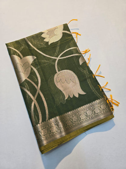 Banarasi mul cotton silk jaal pattern sarees