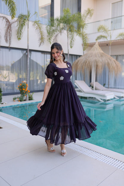 Fendi silk beads embroidery gowns