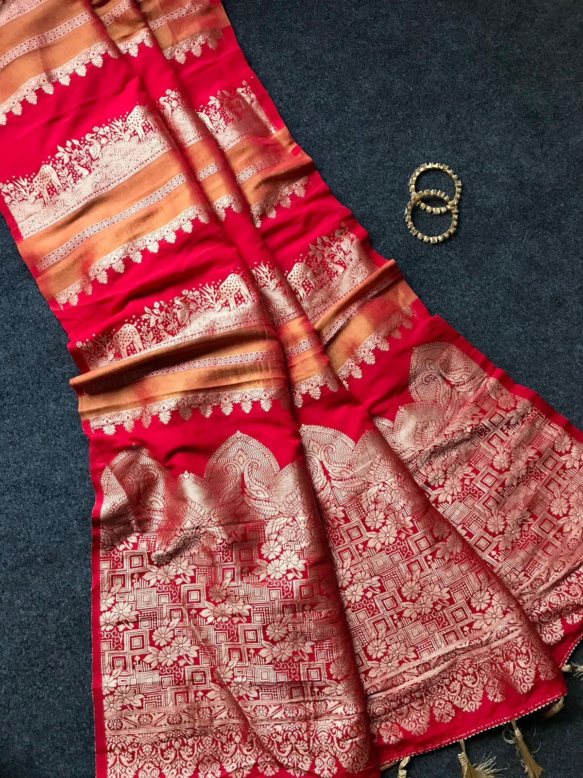 Trendy Khadi Georgette semi soft saree