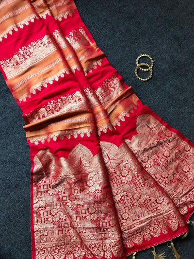 Trendy Khadi Georgette semi soft saree
