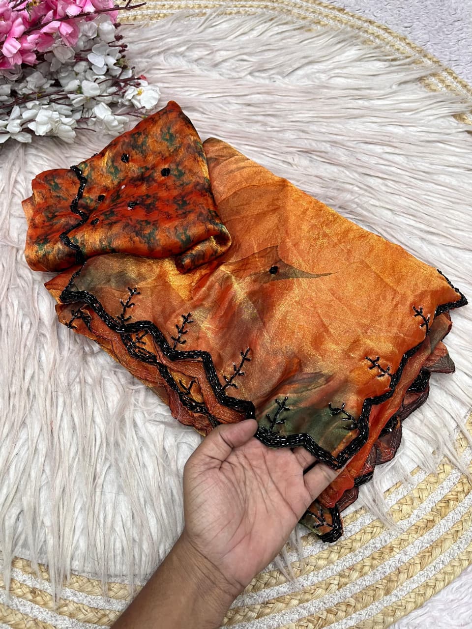 Trendy fendy satin fabric 3- layer Sarees