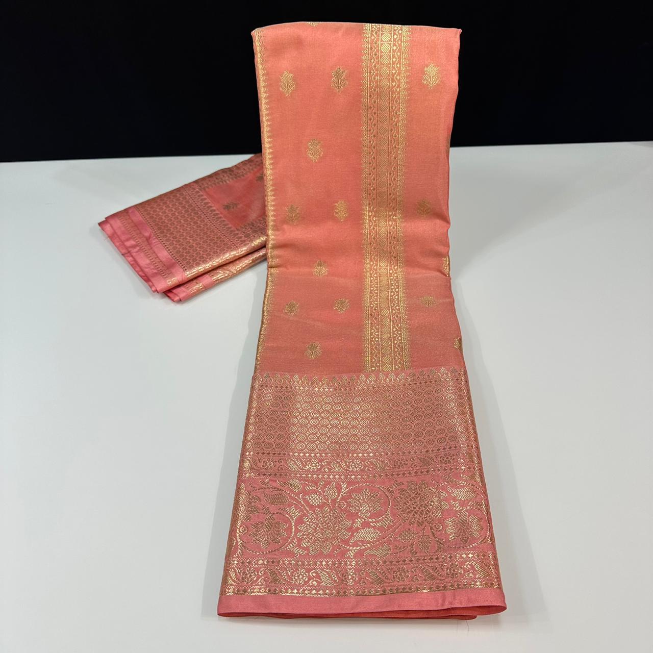 Semi Banarasi’s Katan silk weaving temple sarees
