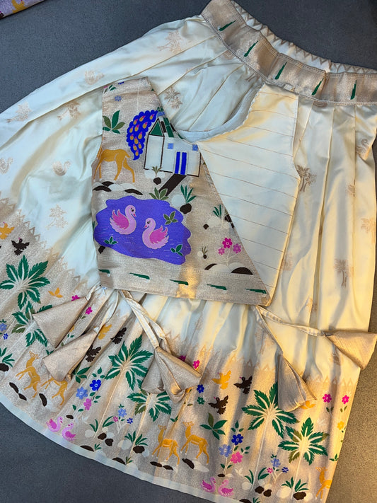 Paithani weaving kids Jungle model lehenga