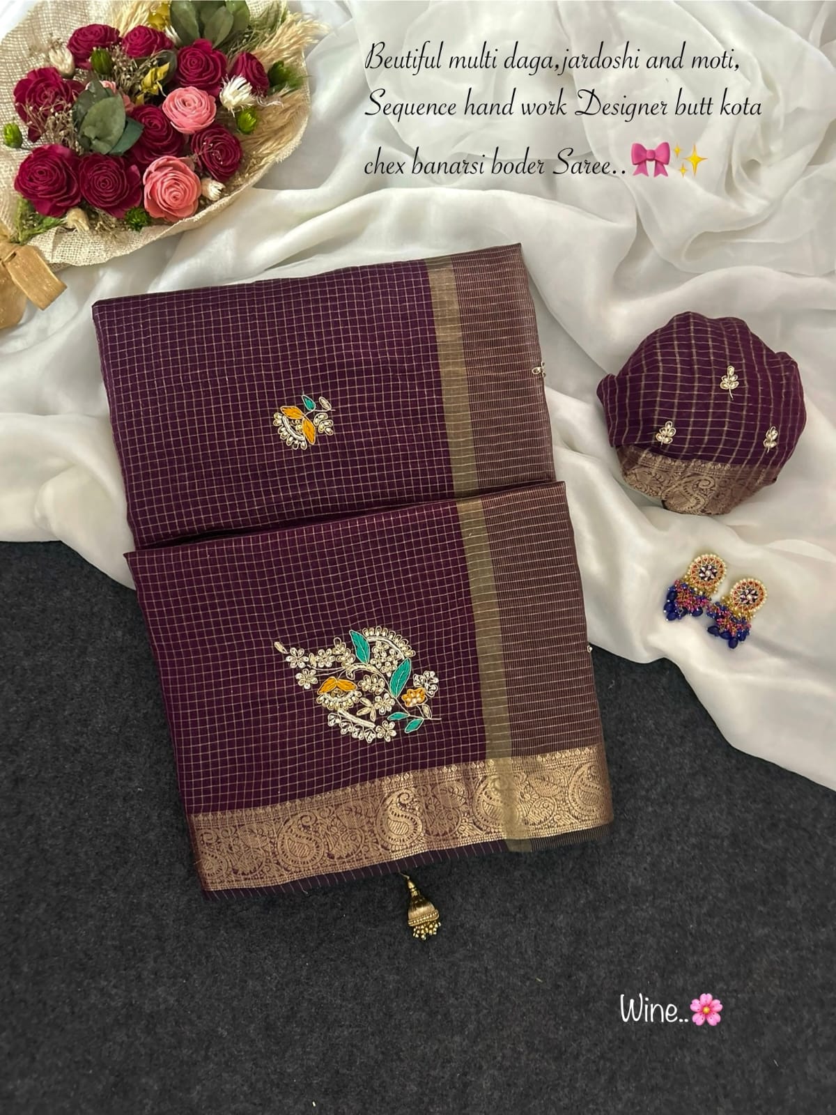 Kota doriya chex budget Desginer classic sarees