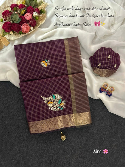 Kota doriya chex budget Desginer classic sarees