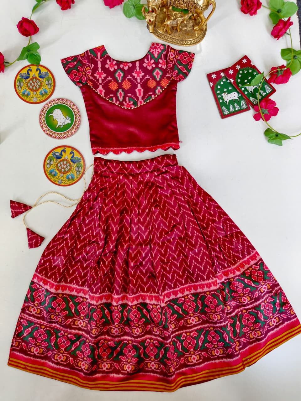 Patola silk blend cute kids skirts
