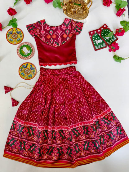 Patola silk blend cute kids skirts