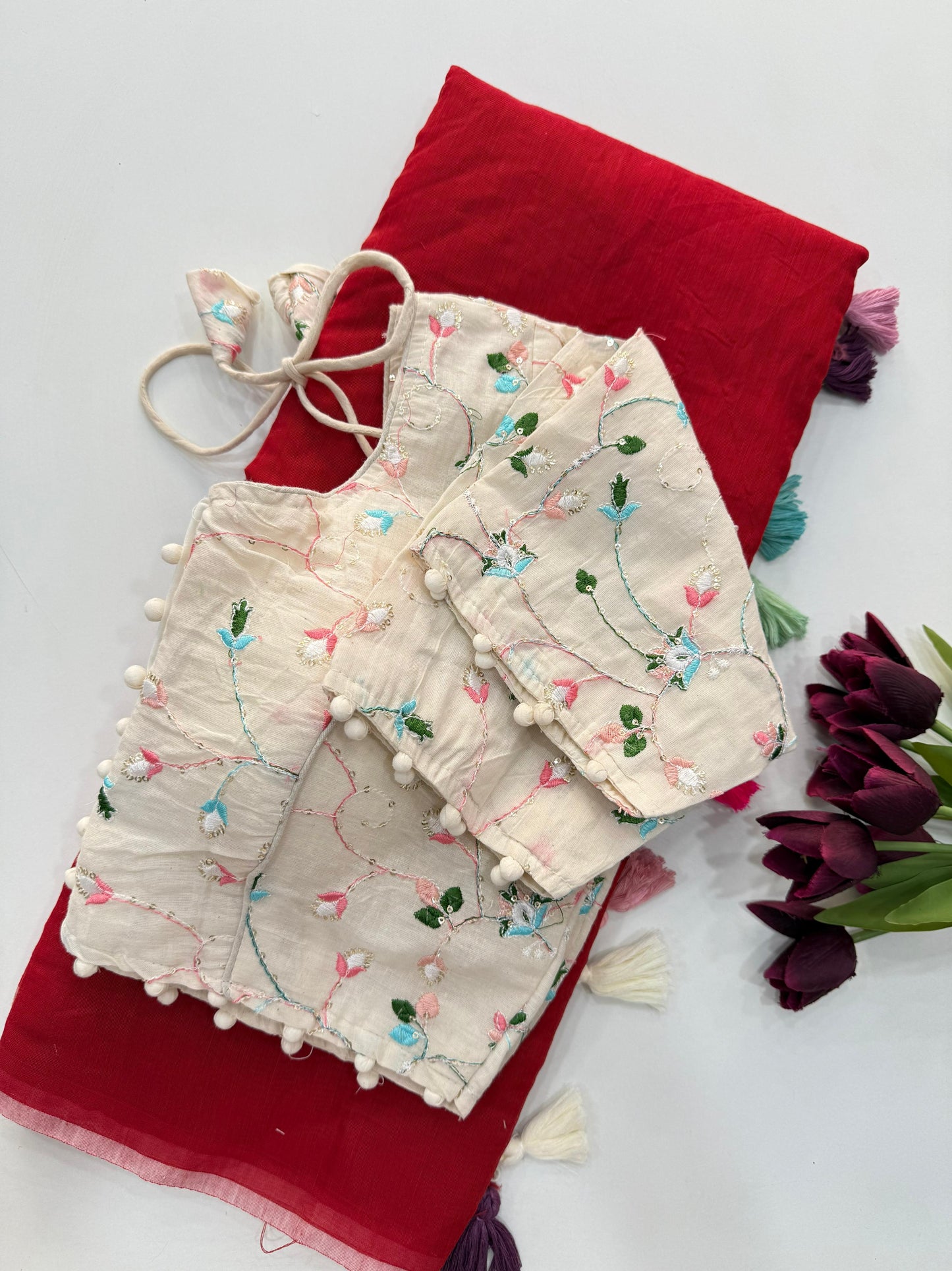 Khadi Cotton Saree with Desginer blouses Instagram best seller