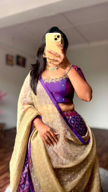 Maggam work indo western style lehenga