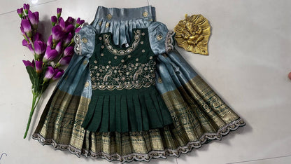 Kids cute  zari weaving work sets