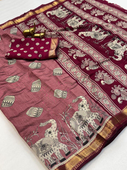 Mangalgiri Silk with viscos border budget saree
