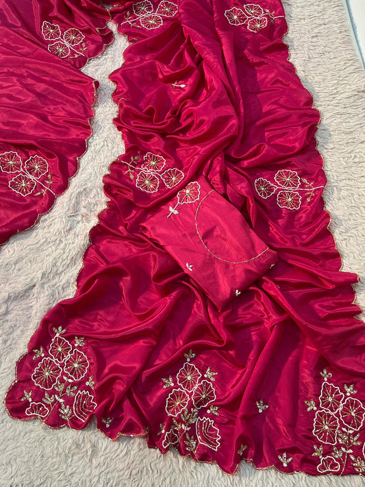 Trendy Handwork Desginer Kanta Sarees
