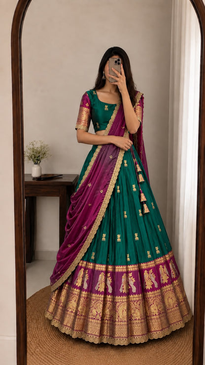 Jhumka Kanjivaram designer lehenga set
